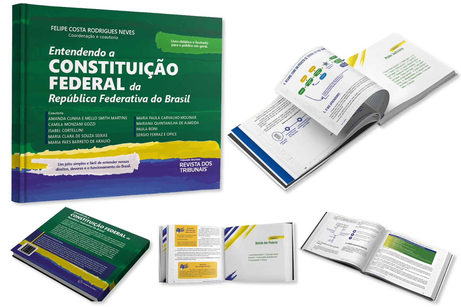 Livro Entendendo a Constituição Federal com várias páginas internas abertas