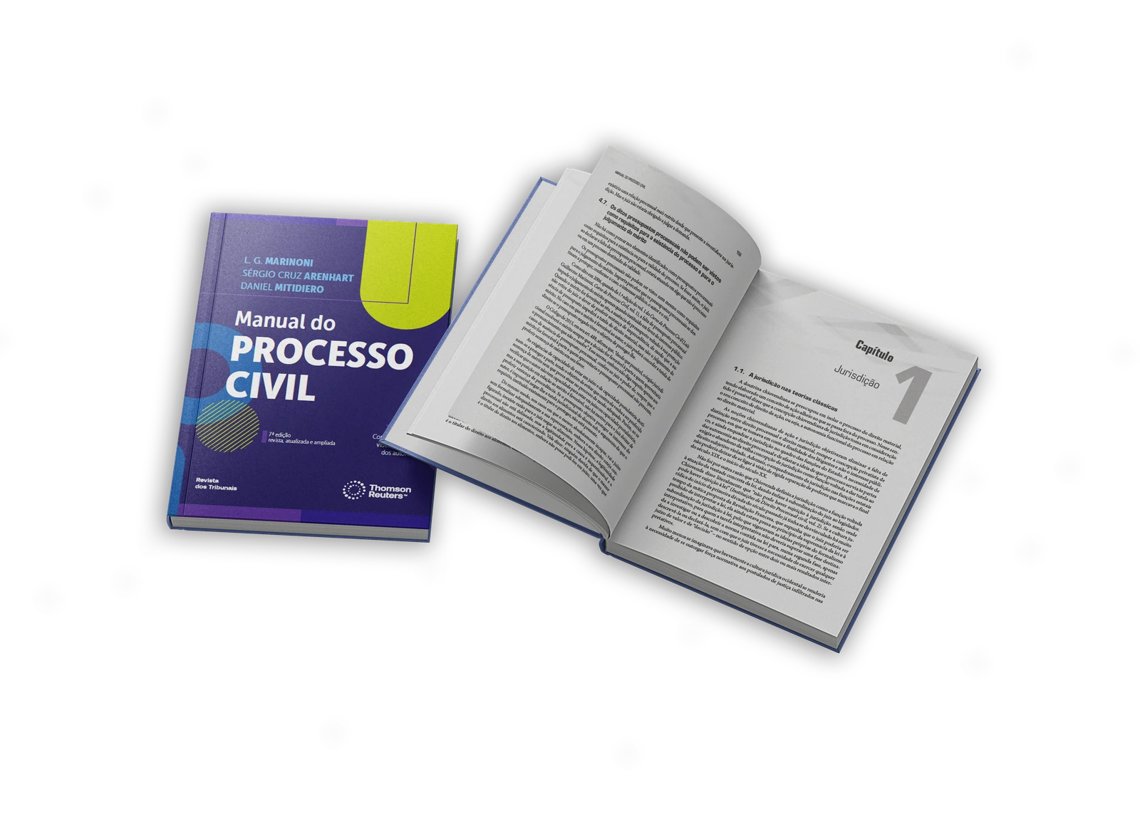 Manual do Processo Civil com exemplar fechado e livro aberto