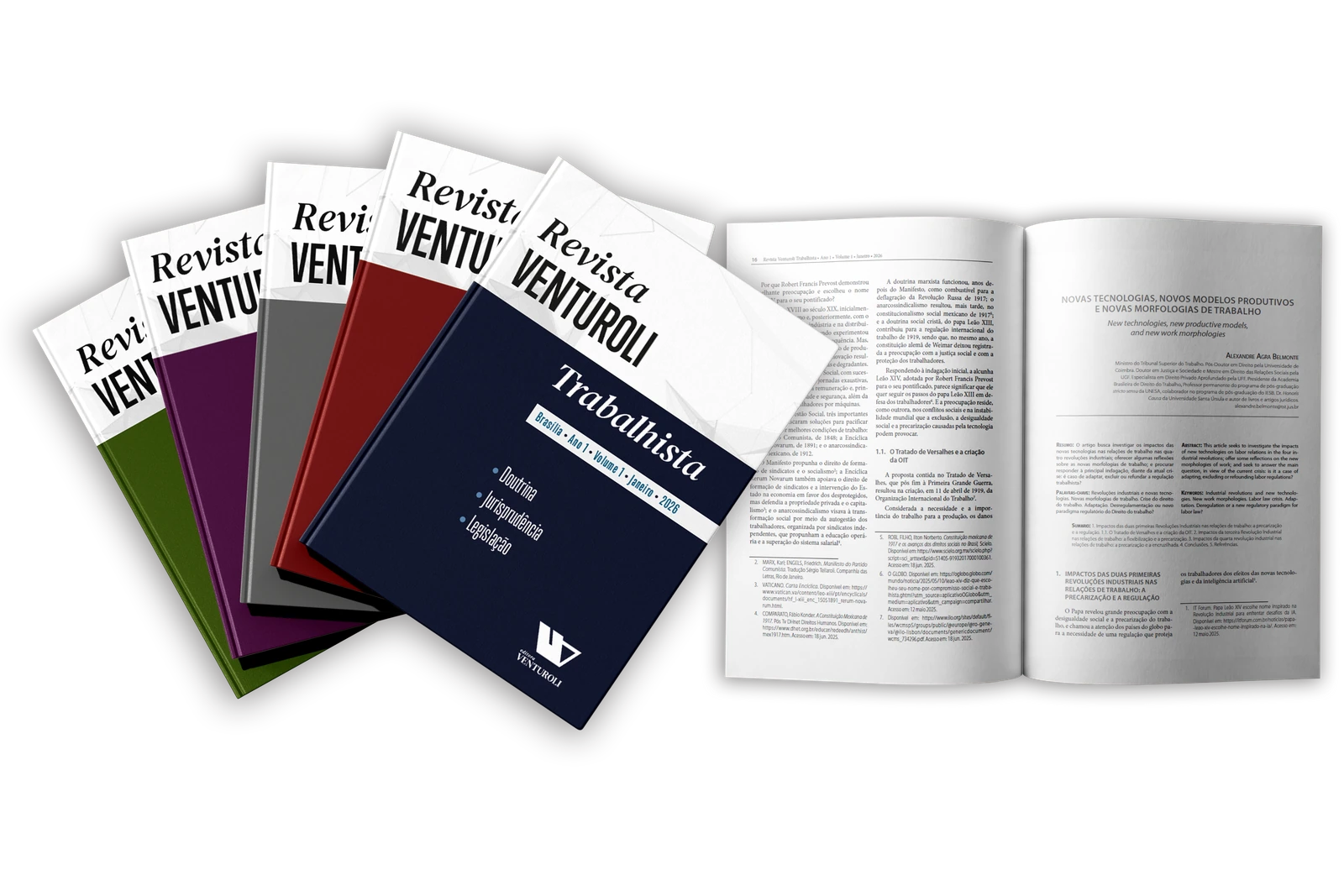 Edições da Revista Venturoli Trabalhista em uma composição de capas